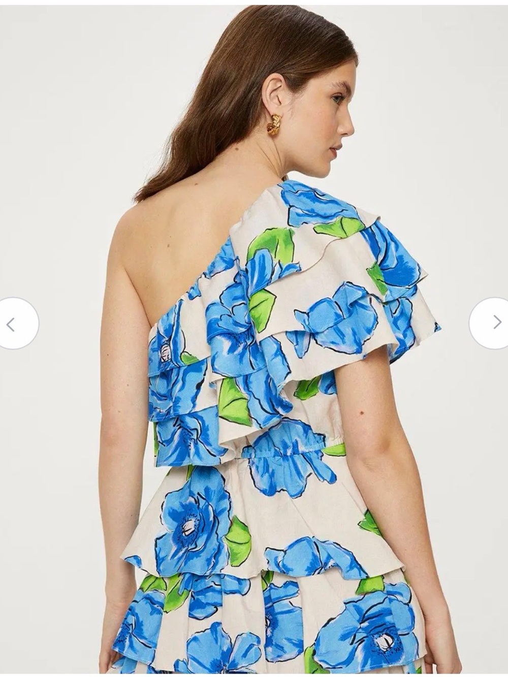 One-Shoulder Floral Ruffle Mini Dress - Picture 4 of 8